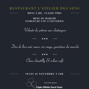 Jeudi 21 novembre 2024 (soir) restaurant atelier des sens 1