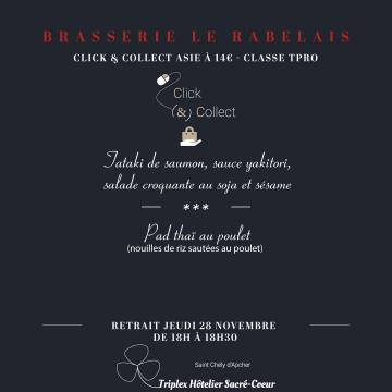 Jeudi 28 novembre 2024 (click & collect) brasserie le rabelais