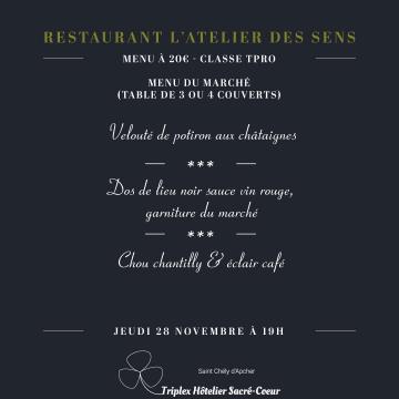 Jeudi 28 novembre 2024 (soir) restaurant atelier des sens 1