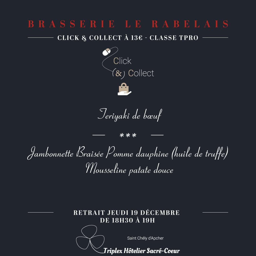 Jeudi 19 décembre 2024 (click & collect) brasserie le rabelais