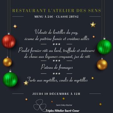 Jeudi 19 décembre 2024 (midi) restaurant atelier des sens