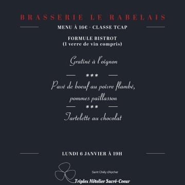 Lundi 9 décembre 2024 (soir) brasserie le rabelais