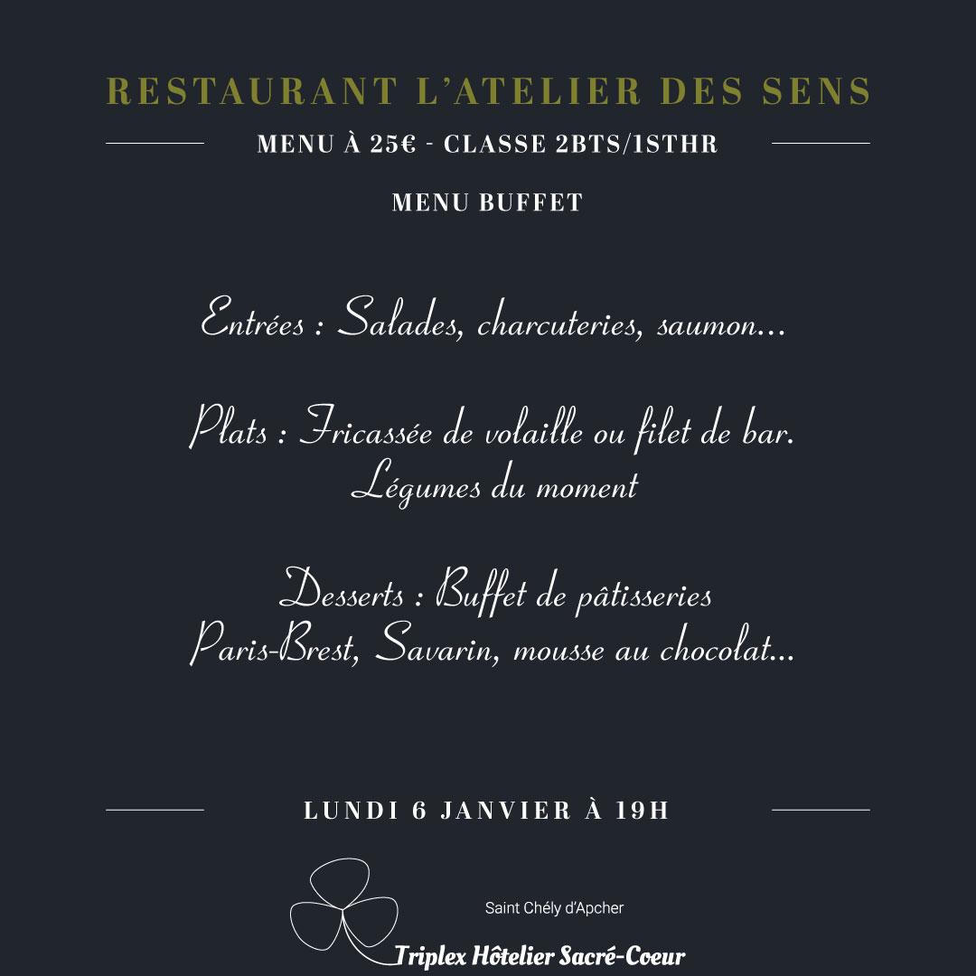 Lundi 6 janvier 2025 (soir) restaurant atelier des sens