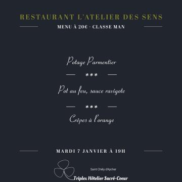 Mardi 7 janvier 2025 (soir) restaurant atelier des sens