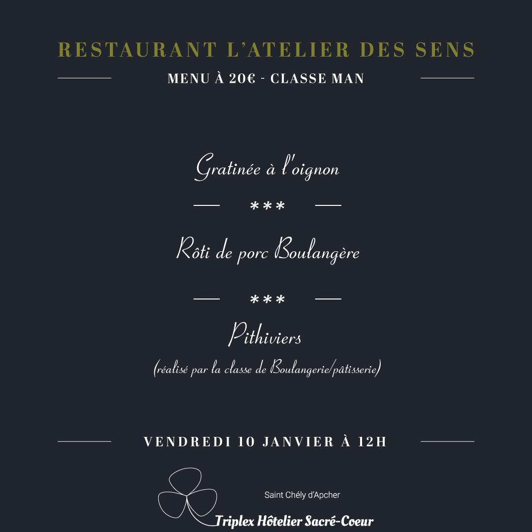 Vendredi 10 janvier 2025 (midi) restaurant atelier des sens