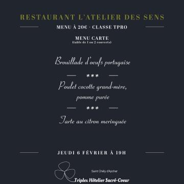 Jeudi 6 février 2025 (soir) restaurant atelier des sens