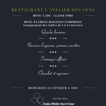 Mercredi 12 février 2025 (soir) restaurant atelier des sens